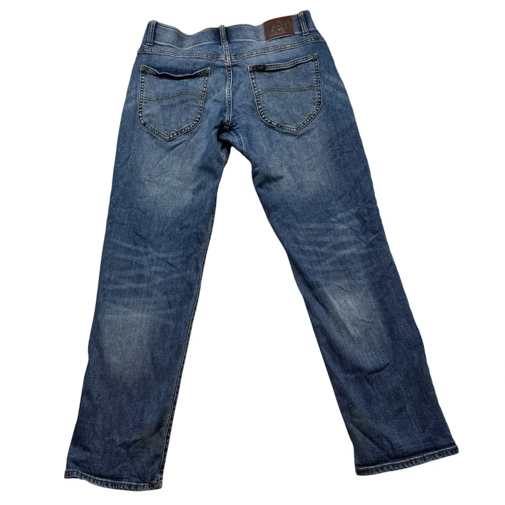 Lee Mens taper Leg Jeans Medium Wash Blue Denim 32x30 #1161